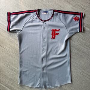 Japan Vintage 90s Mizuno Japanese Gray Baseball Jersey Uniform Shirt Mens M #5